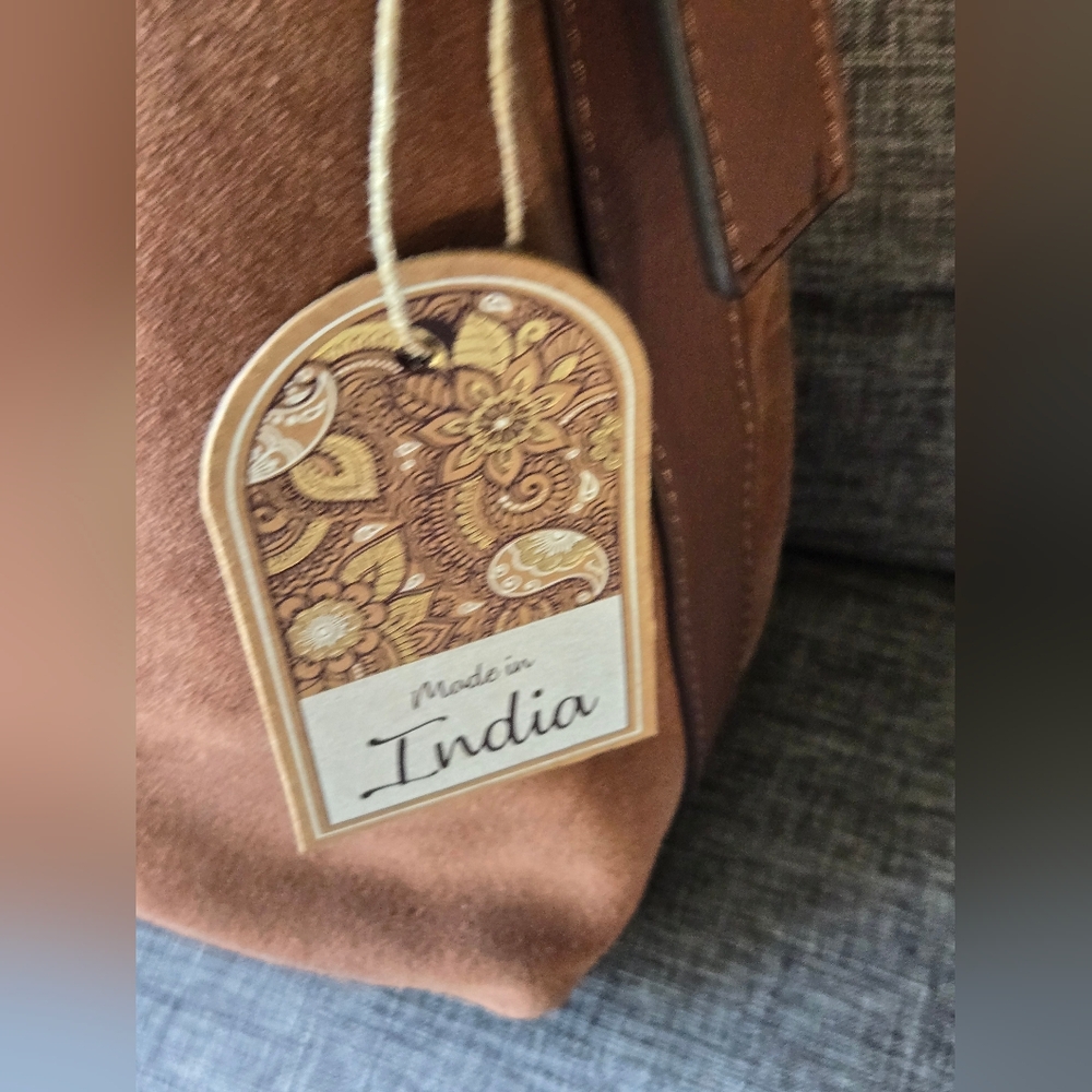 Made In India suede 100% Genuine Leather Hobo Bag Purse - Picture 4 of 14